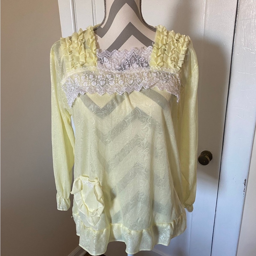 Vintage Yellow Lace Women's Top
